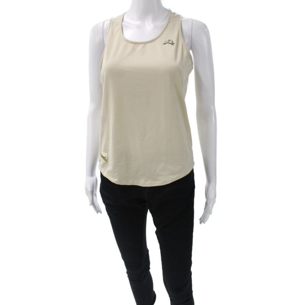 Tracksmith Women Jersey Tank Beige Scoop Neck Sleeveless Size S